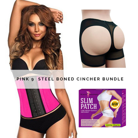 PINK 9  STEEL BONED CINCHER BUNDLE - waistshaper