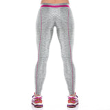 Silver Color Verticle Pink Line Comfortable Printing Leggings Yoga Pants - waistshaper
