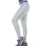 Silver Color Verticle Blue Line On Good Extension Workout Leggings - waistshaper