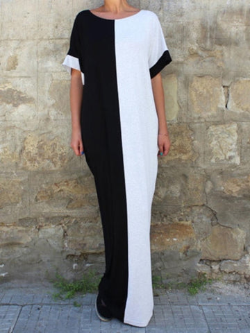 Short Sleeve Loose Women's Maxi Dress - waistshaper