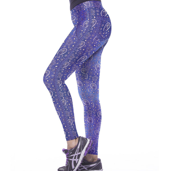 Lady Blue Floral Fitness Yoga Leggings - waistshaper