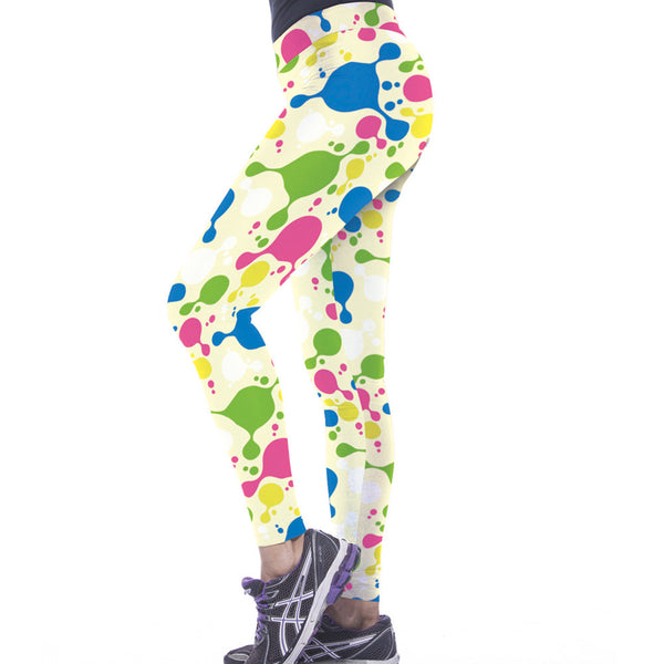 Fashion Women Colorful Block Printed Yoga Leggings - waistshaper